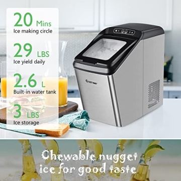 COSTWAY Nugget Ice Maker for Easy Ice Production