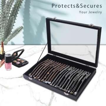 ByKen 20 Hooks Necklace Organizer Box for Jewelry Storage