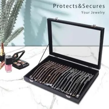 ByKen 20 Hooks Necklace Organizer Box for Jewelry Storage
