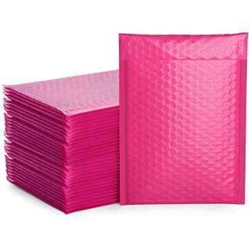 OfficeKit Pink Poly Bubble Mailers #0 6X10 Inches Self Seal Padded Envelopes Waterproof Cushioned Envelope Bags 50 Pack