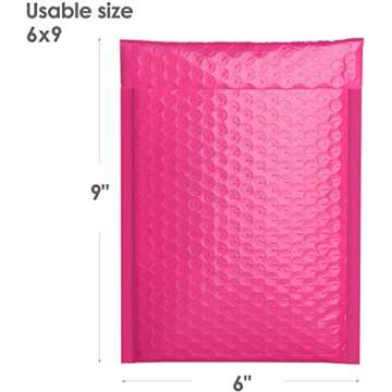 OfficeKit Pink Poly Bubble Mailers #0 6X10 Inches Self Seal Padded Envelopes Waterproof Cushioned Envelope Bags 50 Pack