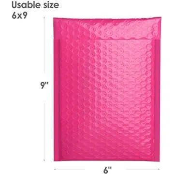 OfficeKit Pink Poly Bubble Mailers #0 6X10 Inches Self Seal Padded Envelopes Waterproof Cushioned Envelope Bags 50 Pack