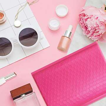 OfficeKit Pink Poly Bubble Mailers #0 6X10 Inches Self Seal Padded Envelopes Waterproof Cushioned Envelope Bags 50 Pack