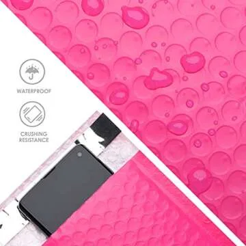 OfficeKit Pink Poly Bubble Mailers #0 6X10 Inches Self Seal Padded Envelopes Waterproof Cushioned Envelope Bags 50 Pack
