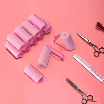 36 Pieces Foam Sponge Hair Rollers - Soft Sleeping Flexible Styling Curlers for Hair Styling (Pink)