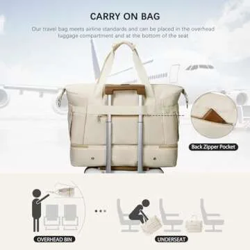 BOSTANTEN Weekender Bags for Women Travel Under Seat Carry On Bag Duffle Bag with Shoe Compartment Overnight Hospital Bags