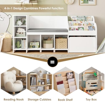HOSTACK Kids Reading Nook - 4-in-1 Storage Solution
