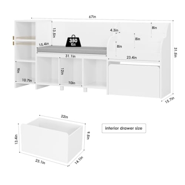 HOSTACK Kids Reading Nook - 4-in-1 Storage Solution