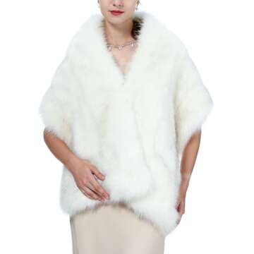 LA CARRIE Faux Fur Wedding Shawl for Women - Elegant Accessory