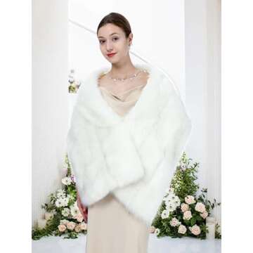 LA CARRIE Faux Fur Wedding Shawl for Women - Elegant Accessory