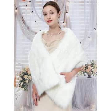LA CARRIE Faux Fur Wedding Shawl for Women - Elegant Accessory