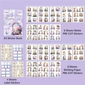 Dwpetzo Window & Door Themed Pre-Cut Sticker Book for Journaling, Dual Material, Decorative Frame St...