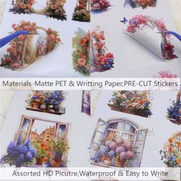 Dwpetzo Window & Door Themed Pre-Cut Sticker Book for Journaling, Dual Material, Decorative Frame Stickers for Scrapbooking Supplies, Junk Journals