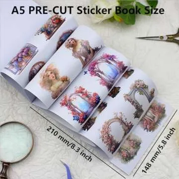 Dwpetzo Window & Door Themed Pre-Cut Sticker Book for Journaling, Dual Material, Decorative Frame Stickers for Scrapbooking Supplies, Junk Journals