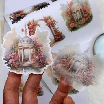 Dwpetzo Window & Door Themed Pre-Cut Sticker Book for Journaling, Dual Material, Decorative Frame Stickers for Scrapbooking Supplies, Junk Journals