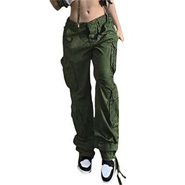 Women Y2k Low Waist Gothic Cargo Wide Leg Baggy Jeans Harajuku Streetwear Punk Indie Aesthetic 90s P...