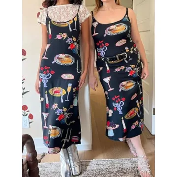 Trendy Women's Vintage Print Maxi Dress for Summer