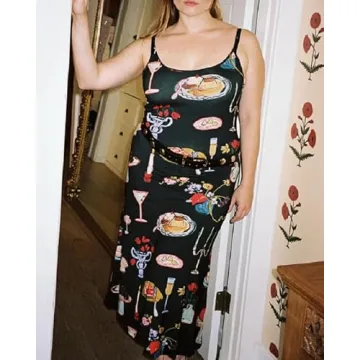 Trendy Women's Vintage Print Maxi Dress for Summer