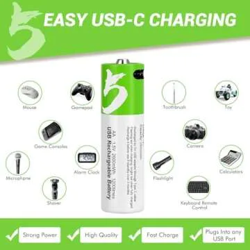 TOPUSSE 1.5V USB Rechargeable AA Batteries for Blink Camera