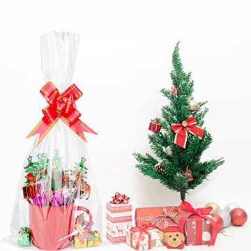 Awpeye Cellophane Bags 9x20 Inches, 25 Pack Cellophane Gift Bags, Cellophane Wide Clear Bags For Mugs, Wine Bottles And Small Baskets 2 Mil Thick