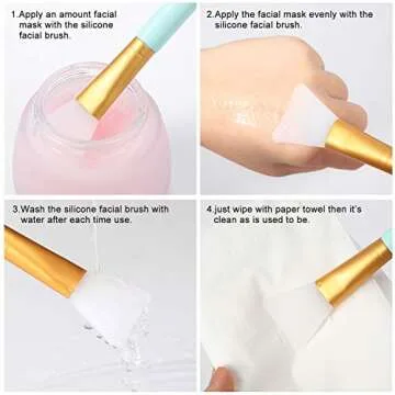 Boao 12 Pieces Silicone Face Mask Brushes, Soft Silicone Facial Mud Mask Applicator Brush for Sleeping Mask, Mud Mask, Hairless Body Lotion and Body Butter Beauty Tools