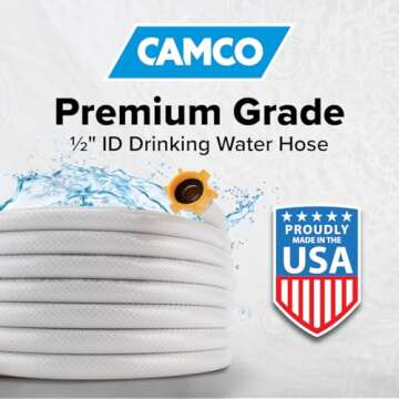 Camco TastePURE 25-Ft - RV Drinking Water Hose - Contains No Lead, No BPA & No Phthalate - Features ...