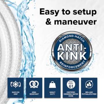 Camco TastePURE 25-Ft - RV Drinking Water Hose - Contains No Lead, No BPA & No Phthalate - Features Reinforced Design & Crafted of PVC - 1/2” Inside Diameter, Made in the USA (22733)