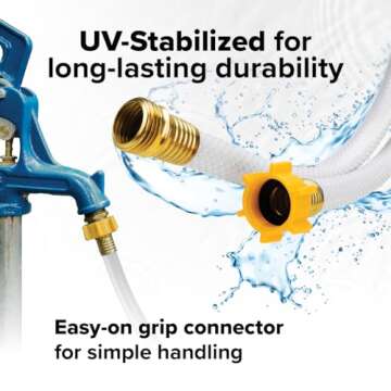 Camco TastePURE 25-Ft - RV Drinking Water Hose - Contains No Lead, No BPA & No Phthalate - Features Reinforced Design & Crafted of PVC - 1/2” Inside Diameter, Made in the USA (22733)