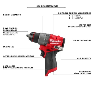 Milwaukee 3404-20 12V Fuel Cordless 1/2" Hammer Drill/Driver (Bare Tool)