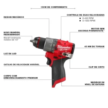 Milwaukee 3404-20 12V Fuel Cordless 1/2" Hammer Drill/Driver (Bare Tool)