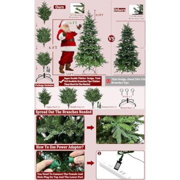 TURNMEON 6 Ft Prelit Aspen Fir Christmas Tree with Lights