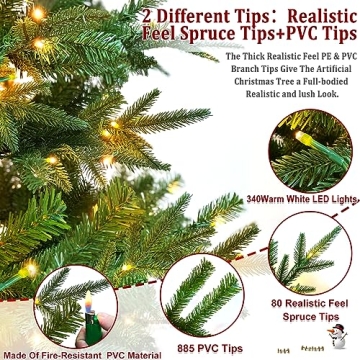 TURNMEON 6 Ft Prelit Aspen Fir Christmas Tree with Lights