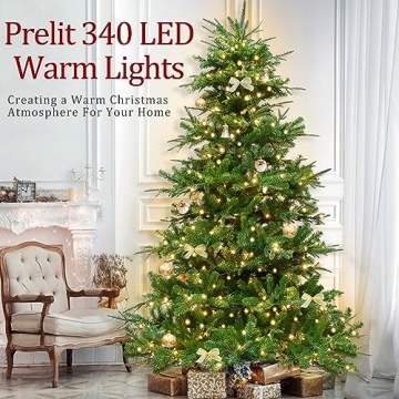 TURNMEON 6 Ft Prelit Aspen Fir Christmas Tree with Lights