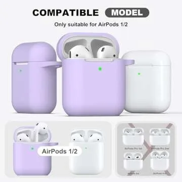 R-fun Compatible with AirPods Case Cover, Soft Silicone Protective Cover with Keychain for Women Men Compatible with Apple AirPods 2nd 1st Generation Charging Case, Front LED Visible,Pink Purple