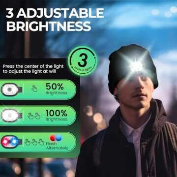 Lucky Mami Bluetooth Beanie Hat with Light,Gift for Men Waterproof with Mounting Accessories, Blueto...