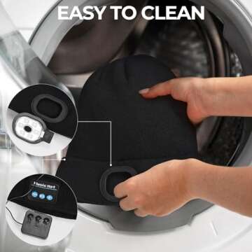 Lucky Mami Bluetooth Beanie Hat with Light,Gift for Men Waterproof with Mounting Accessories, Bluetooth LED Rechargeable Waterproof for Adults Outdoor Camping Hiking Running (Grey)