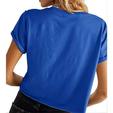 Carpetcom Women's Summer Casual Loose Fit Short Sleeve Tee Shirts Soild Basic Gym Yoga Running Worko...