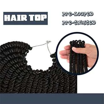 Niseyo Pre twisted Bob Spring Twist Hair 10 Inch 7 Packs Short Pre-looped Crochet Braid (1B/Natural Black)