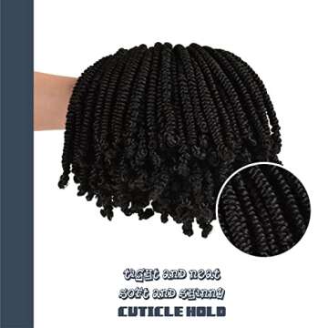 Niseyo Pre twisted Bob Spring Twist Hair 10 Inch 7 Packs Short Pre-looped Crochet Braid (1B/Natural Black)