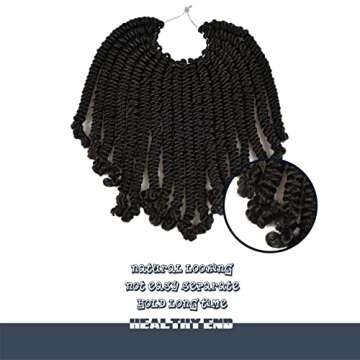 Niseyo Pre twisted Bob Spring Twist Hair 10 Inch 7 Packs Short Pre-looped Crochet Braid (1B/Natural Black)