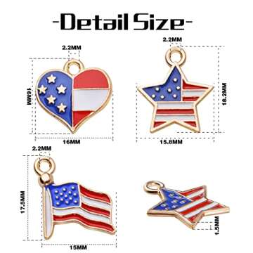 BronaGrand 30pcs American Flag Charms for DIY Jewelry Making