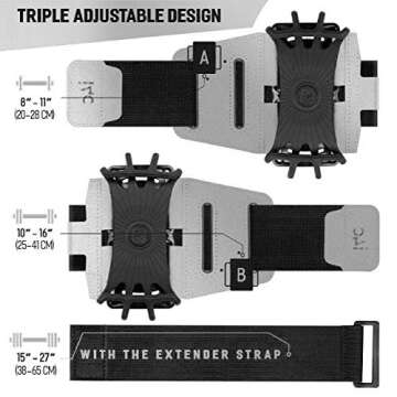 360° Rotatable Sports Running Armband for iPhone and Galaxy with Extender Strap