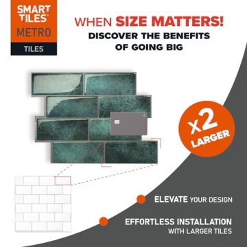 Smart Tiles 3D Peel and Stick Backsplash | Easy Installation, 5 Sheets