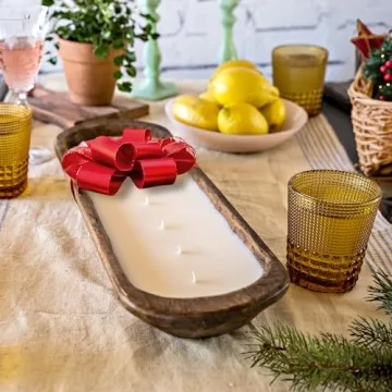 Wooden Dough Bowl Candle 20 Inch, Farmhouse Dough Bowl Candle, Table Centerpiece Wooden Dough Bowl Soy Candle, Wooden Bowl Candle Boat Wooden Candle Bowl, Bread Bowl Candle, Farmhouse Candle