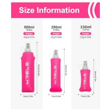 WRELS Folding Soft Flask Portable Collapsible Running Lightweight Water Bottle for Outdoor Sports,Tr...