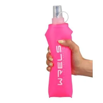 WRELS Folding Soft Flask Portable Collapsible Running Lightweight Water Bottle for Outdoor Sports,Travel with Mouthpeice Cover
