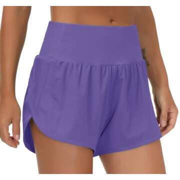 THE GYM PEOPLE Womens High Waisted Running Shorts Quick Dry Athletic Workout Shorts with Mesh Liner ...