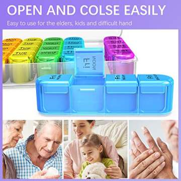 Odaro Weekly Pill Organizer 4 Times a Day, Daily Pill Box 7 Day, Large Travel Pill Case with 28 Comp...