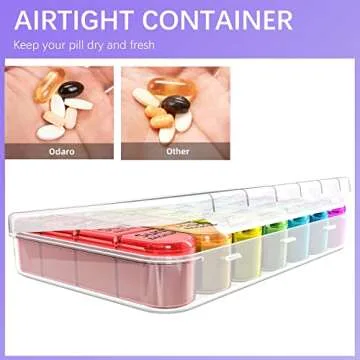 Odaro Weekly Pill Organizer 4 Times a Day, Daily Pill Box 7 Day, Large Travel Pill Case with 28 Compartment to Hold Medicine, Vitamin and Supplement - White Case