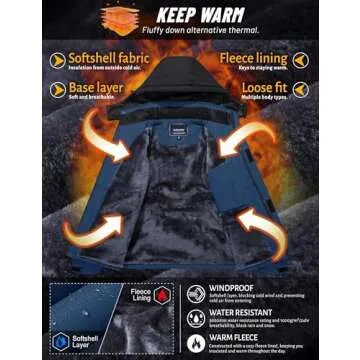 TACVASEN Warm Winter Ski Jacket with Hood for Men